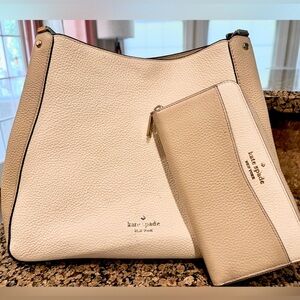 Kate Spade Tan Leather Shoulder Bag and Wallet Set